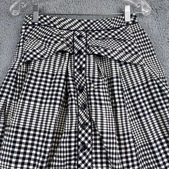 Odille Anthropologie Women’s Blue & cream Plaid Pleated Flared Skirt 2 - Picture 2 of 11